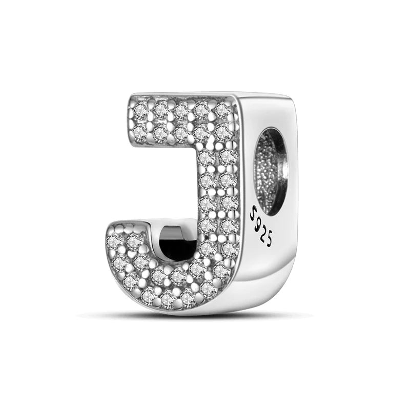 Charms 925 Silver Plated 26 Alphabet Letters Charms Beads Fit 3mm 925 Original Bracelets Fine DIY Birthday Jewelry Gifts