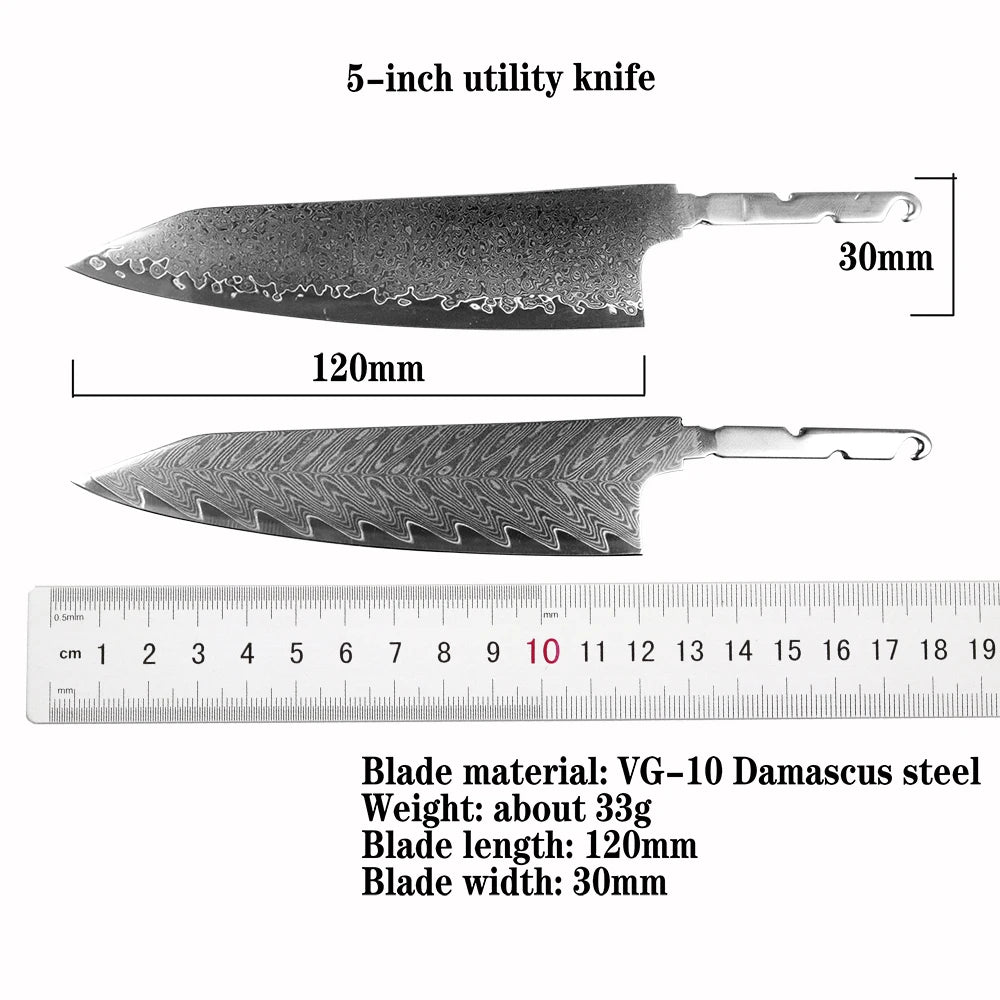 Sharp DIY Chef Fruit Utility Knife Blank VG10 Damascus Steel Blade Material Semi-finished Knife Embryo Japanese Style