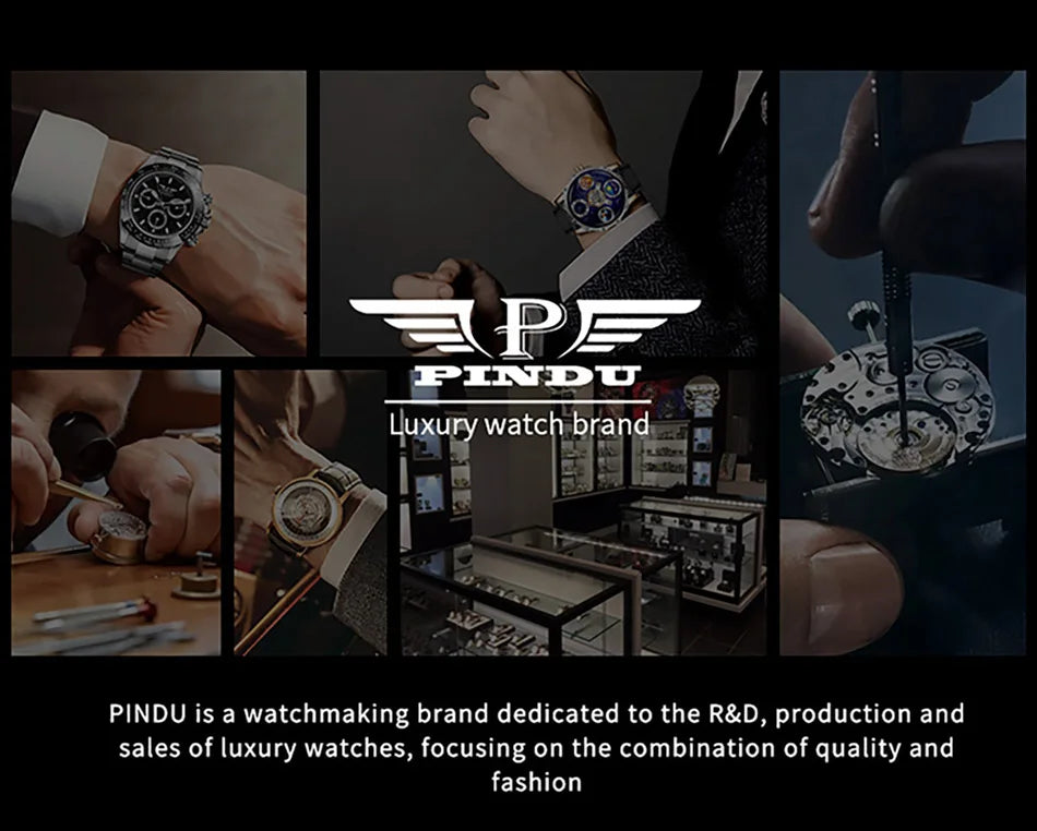 PINDU Players Gambling Series Men's Mechanical Watch European Roulette Poker Game Dial Automatic Movement Design Party Watch