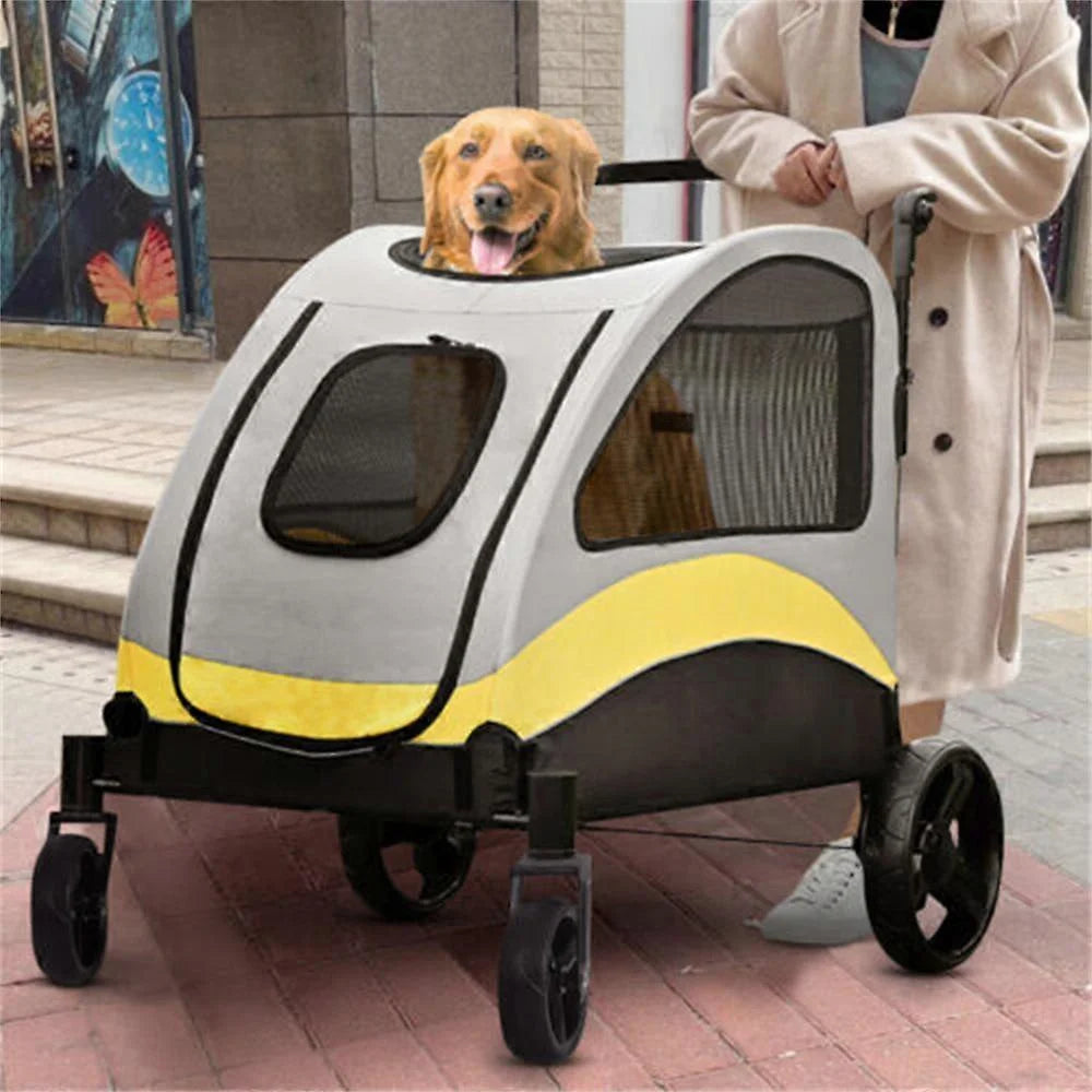 Premium 4-Wheel Dog Stroller - Foldable Pet Jogger for All-Size Dogs