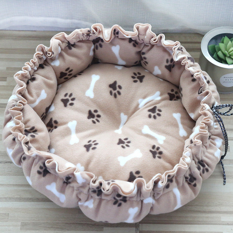 Adjustable Drawstring Pet Bed - Super Soft & Warm Basket for Cats and Small Dogs