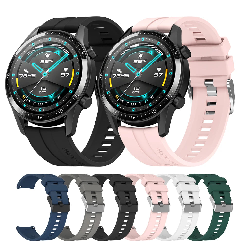 Silicone 22mm Watch Band For Huawei GT1 GT 2 46mm Strap Wristband For Polar Grit X / Vantage M Bracelet Watchband Replacement