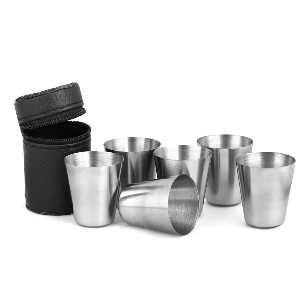 Drinkware 4 Pcs/set Outdoor Practical Travel Stainless Steel Cup Mini Set Whiskey Glass Cups Personalized Gifts Kitchen Dining