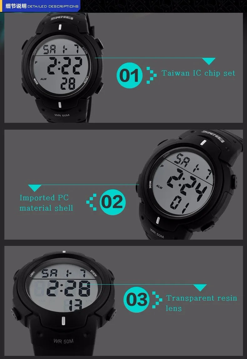 Fashion Men Sports Watches Clock Male LED Military Watch Waterproof Outdoor Dress Wristwatches Men Electronics Wristwatches