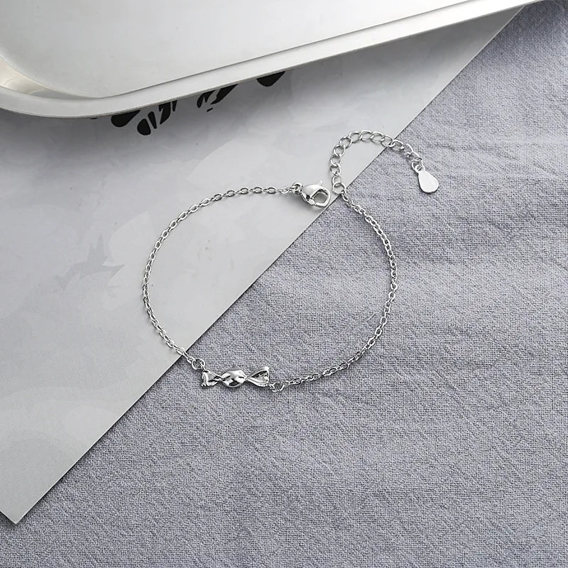 VENTFILLE 925 Silver Diamond-Studded Butterfly Bracelet Women's Fashion Temperament Flower Adjustable Bracelet