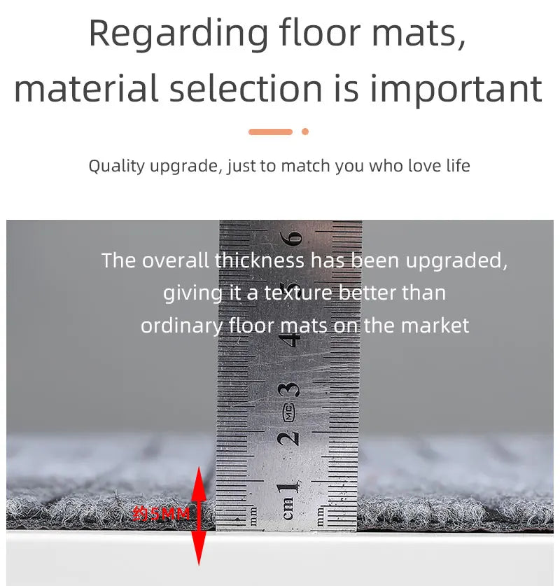 Modern Minimalist Square Floor Mat - Durable, Stain/Fade Resistant, Non-Slip Rubber Backing, Machine Washable for Indoor/Outdoor
