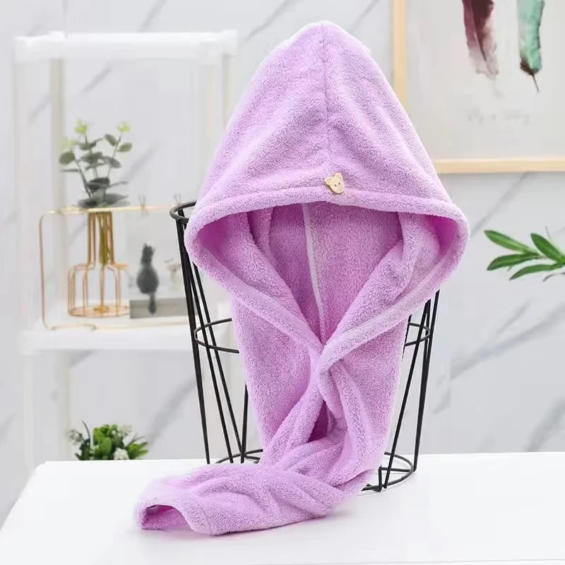 Women Dry Hair Towel Embroidered Coral Velvet Ladies Microfiber Soft Shower Cap Head Wrap Absorbent Fast Dry Ladies Head Towel