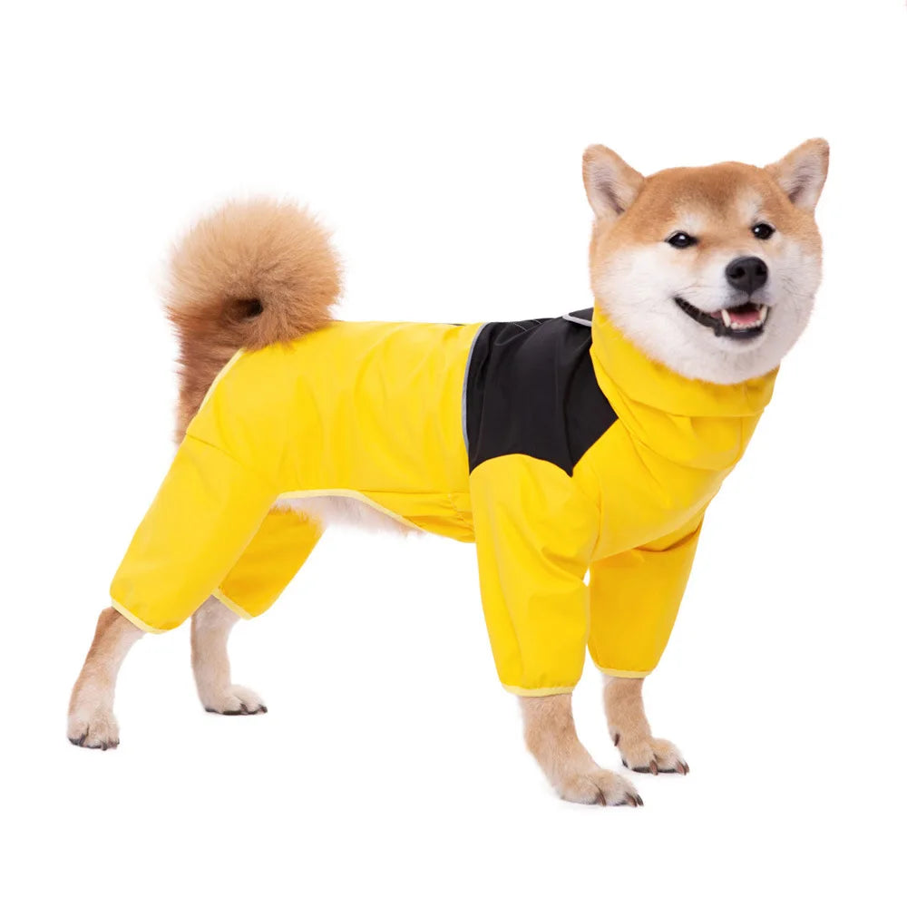 4-Leg Waterproof Dog Raincoat for Medium & Large Breeds