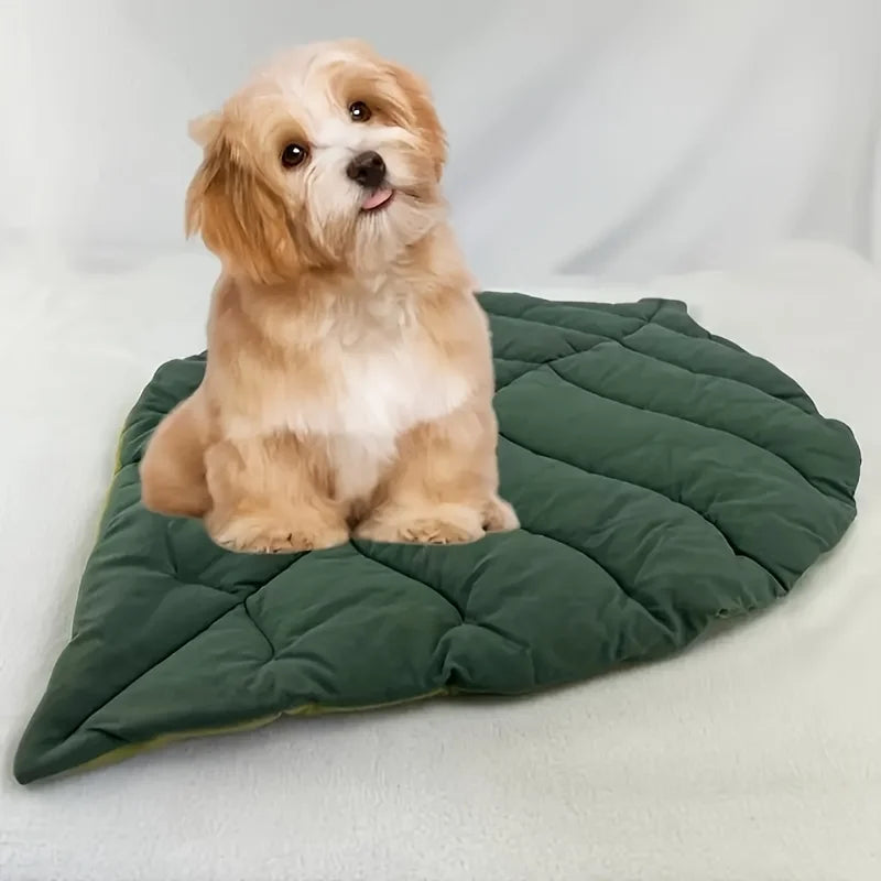Leaf-Shaped Pet Bed - Chew-Resistant, Washable Mat for Cats & Dogs
