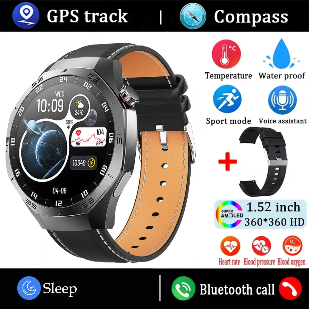 New For Android and ios Smart Watch Men AMOLED Screen GPS Motion trajectory Heart Rate Bluetooth Calls SmartWatch Waterproof