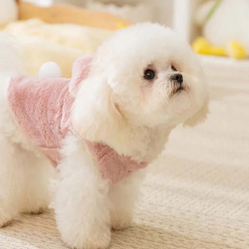 Cozy Fleece Dog Coat - Bear-Design Winter Jacket for Small Breeds