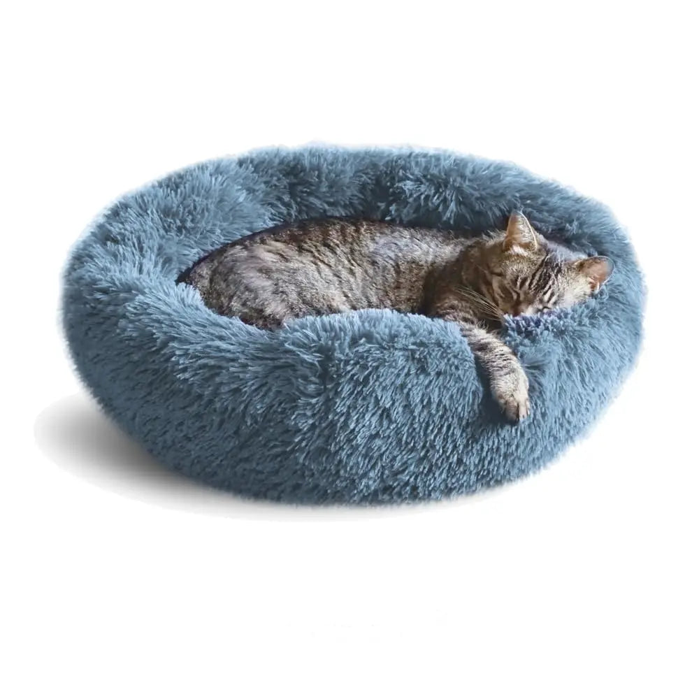 Self-Warming Round Pet Bed - Plush, Non-Slip Mat for Cats & Dogs