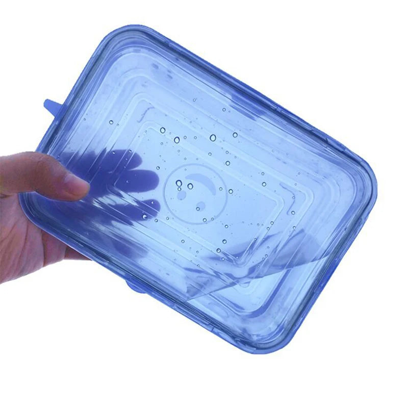 6PCS Square Silicone Stretch Lid Kitchen Tool Accessories Reusable Food Packaging Sealed Lid Keeps Fresh Elastic Bowl Lid