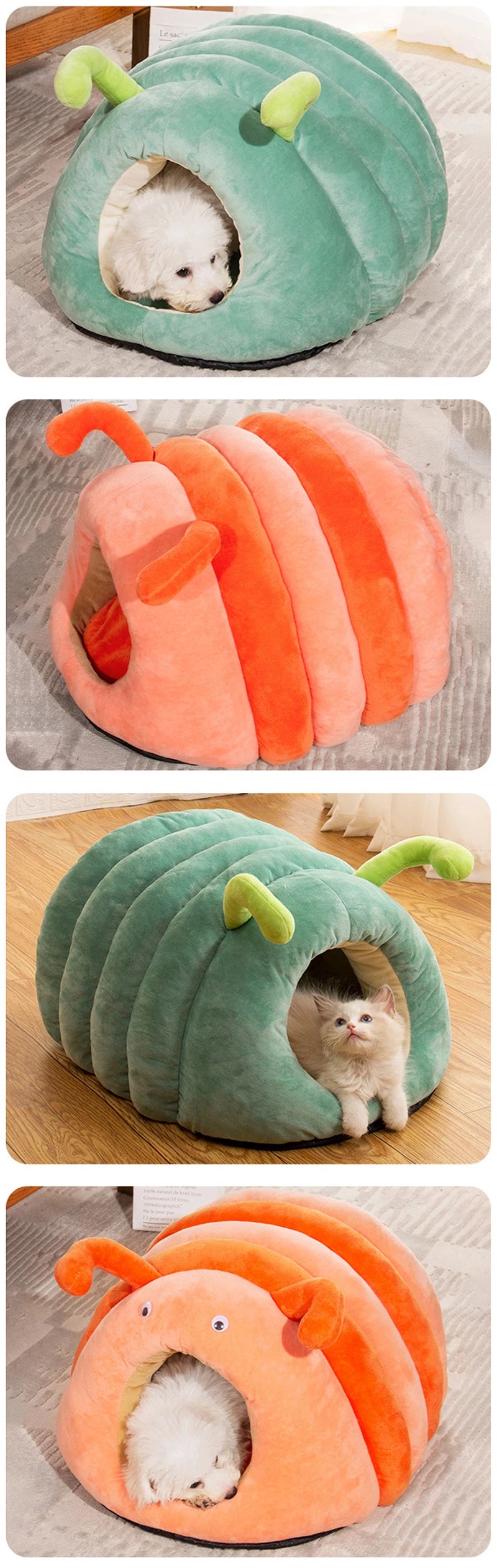 Cartoon Caterpillar Pet House - Warm Foldable Bed for Dogs & Cats