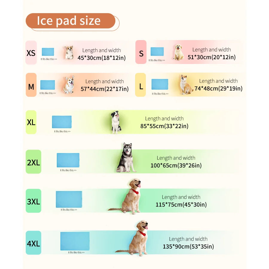 Portable Dog Cooling Mat - Ice Silk Pet Pad for Indoor & Outdoor Use