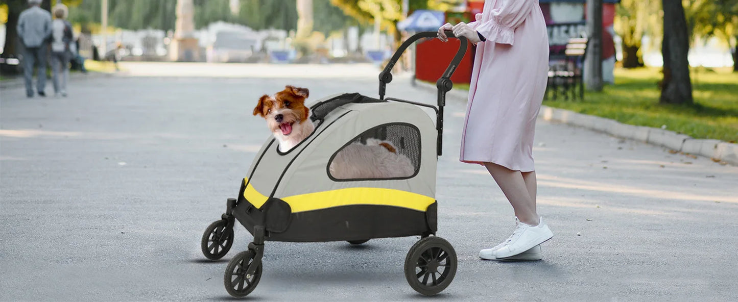 Premium 4-Wheel Dog Stroller - Foldable Pet Jogger for All-Size Dogs