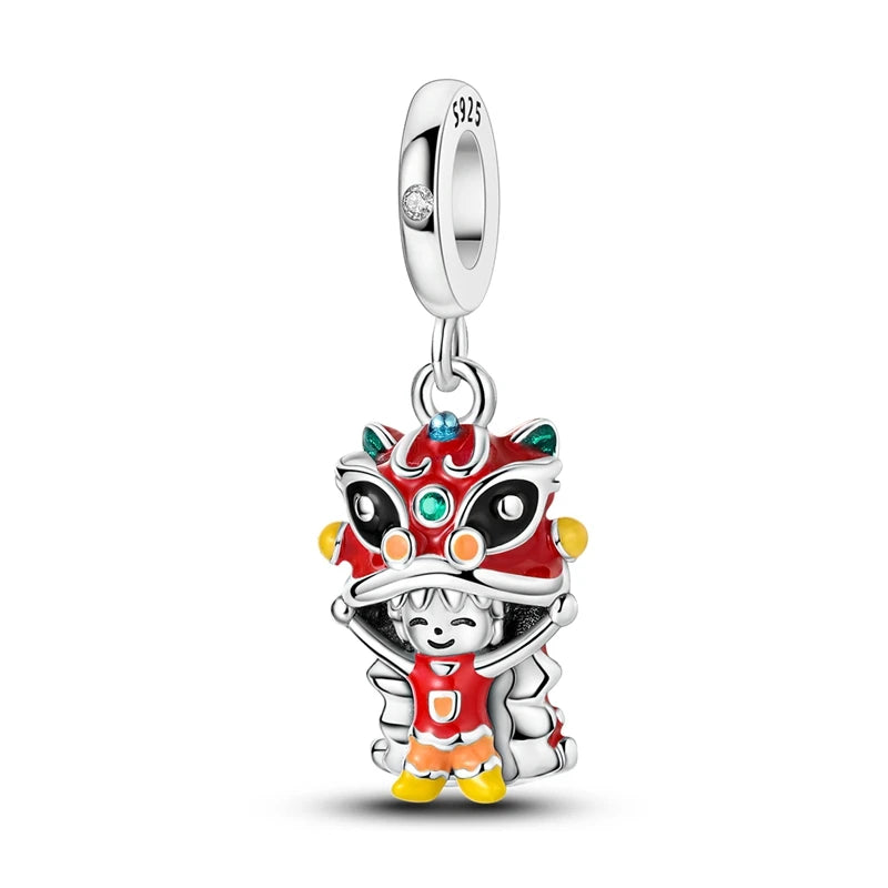 New Fireplace Snowman Sweater Sweet Romantic Christmas Winter Theme Charms Beads Fit Pan 925 Original Bracelets DIY Fine Jewelry