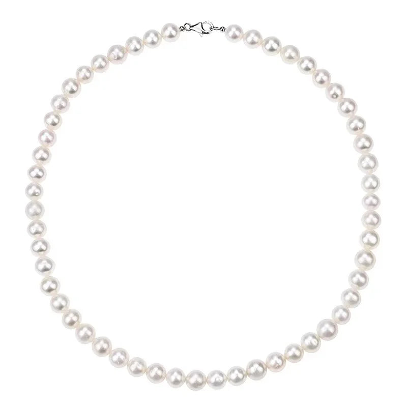8MM Pearl Bead Strand Necklace – Handmade Unisex Jewelry for Women, Men & Girls