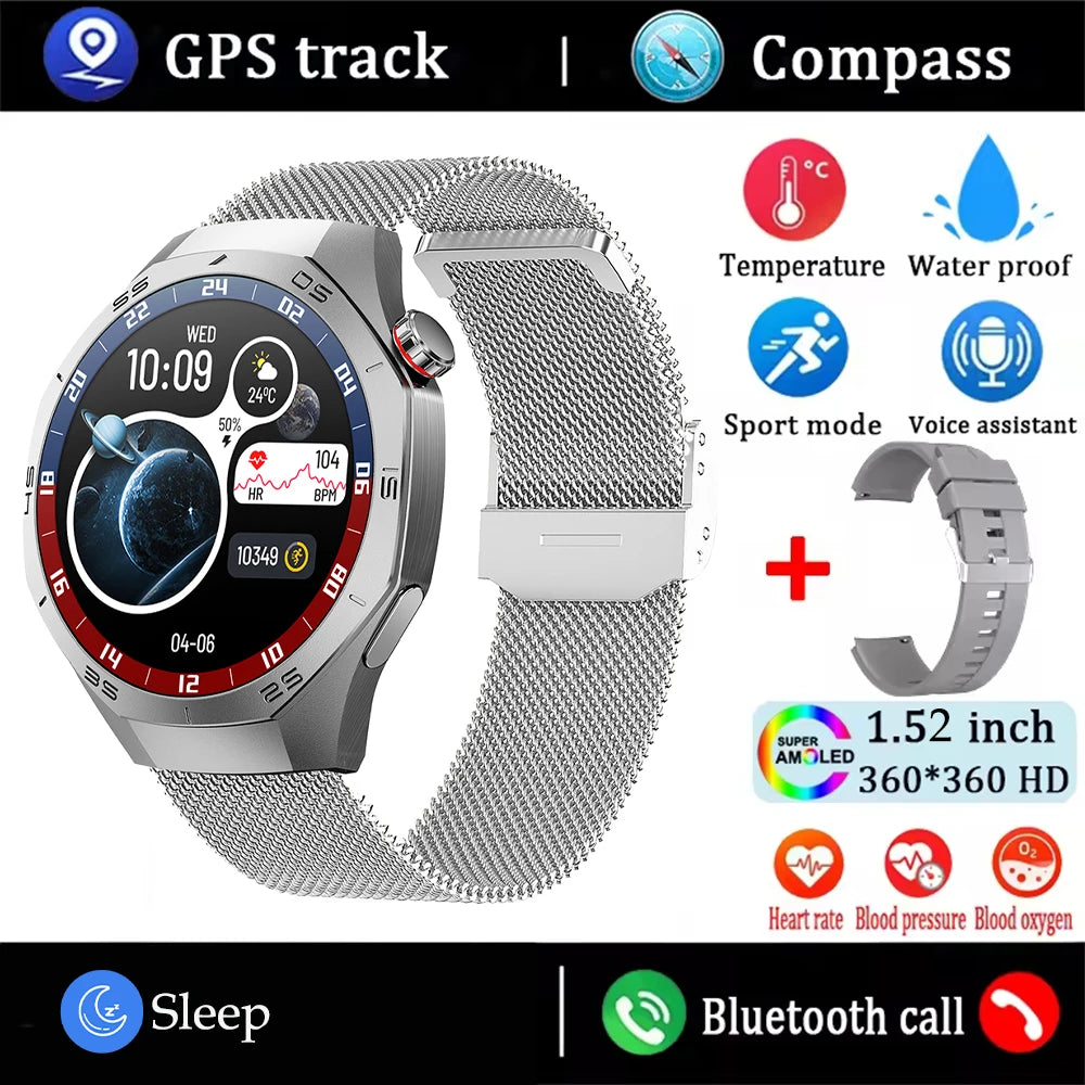 New For Android and ios Smart Watch Men AMOLED Screen GPS Motion trajectory Heart Rate Bluetooth Calls SmartWatch Waterproof