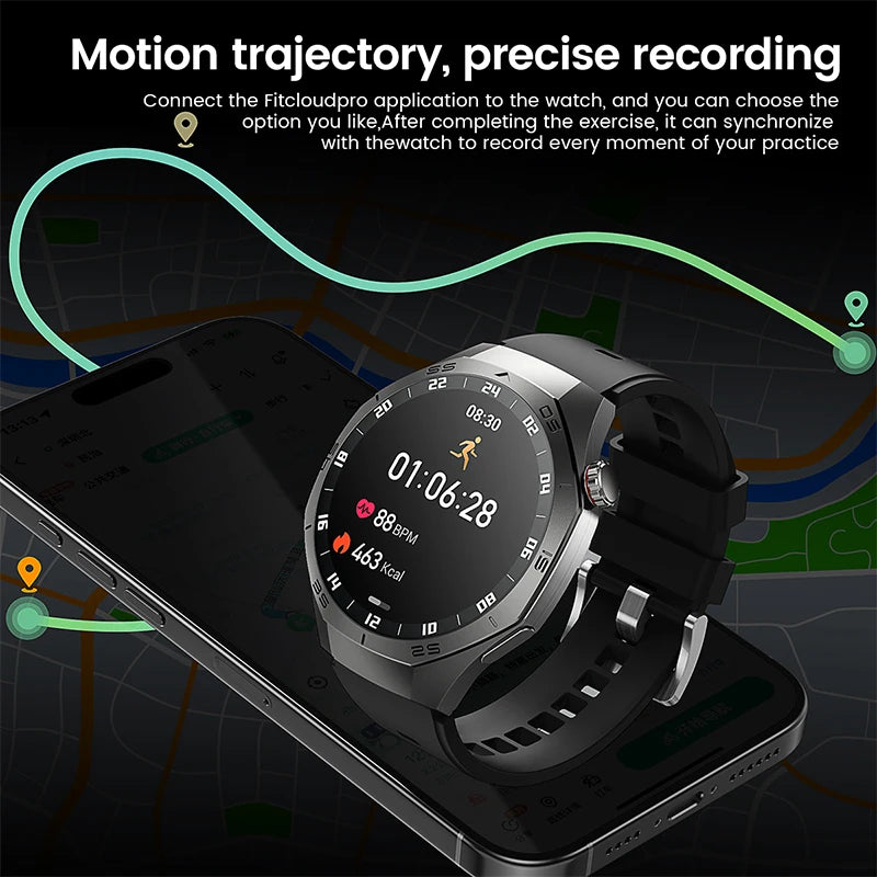 New For Android and ios Smart Watch Men AMOLED Screen GPS Motion trajectory Heart Rate Bluetooth Calls SmartWatch Waterproof