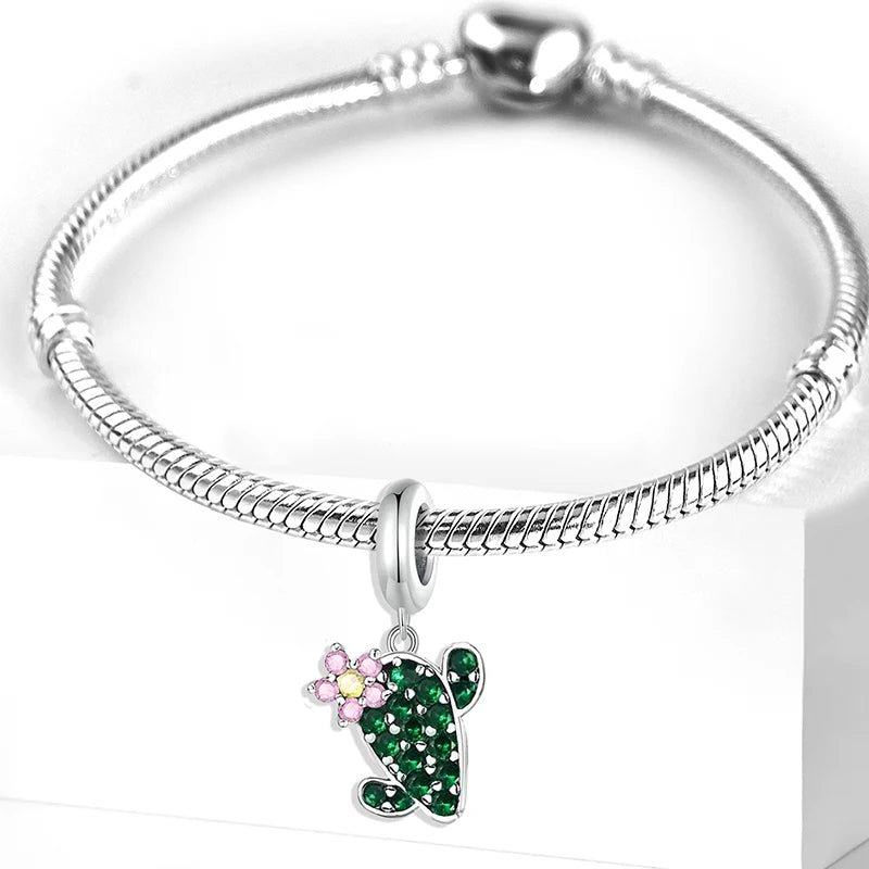 Fit Pan 925 Original Bracelets Love Heart Flower Four Leaf Clover Turtle 925 Silver Charms Beads DIY Birthday Jewelry Gift