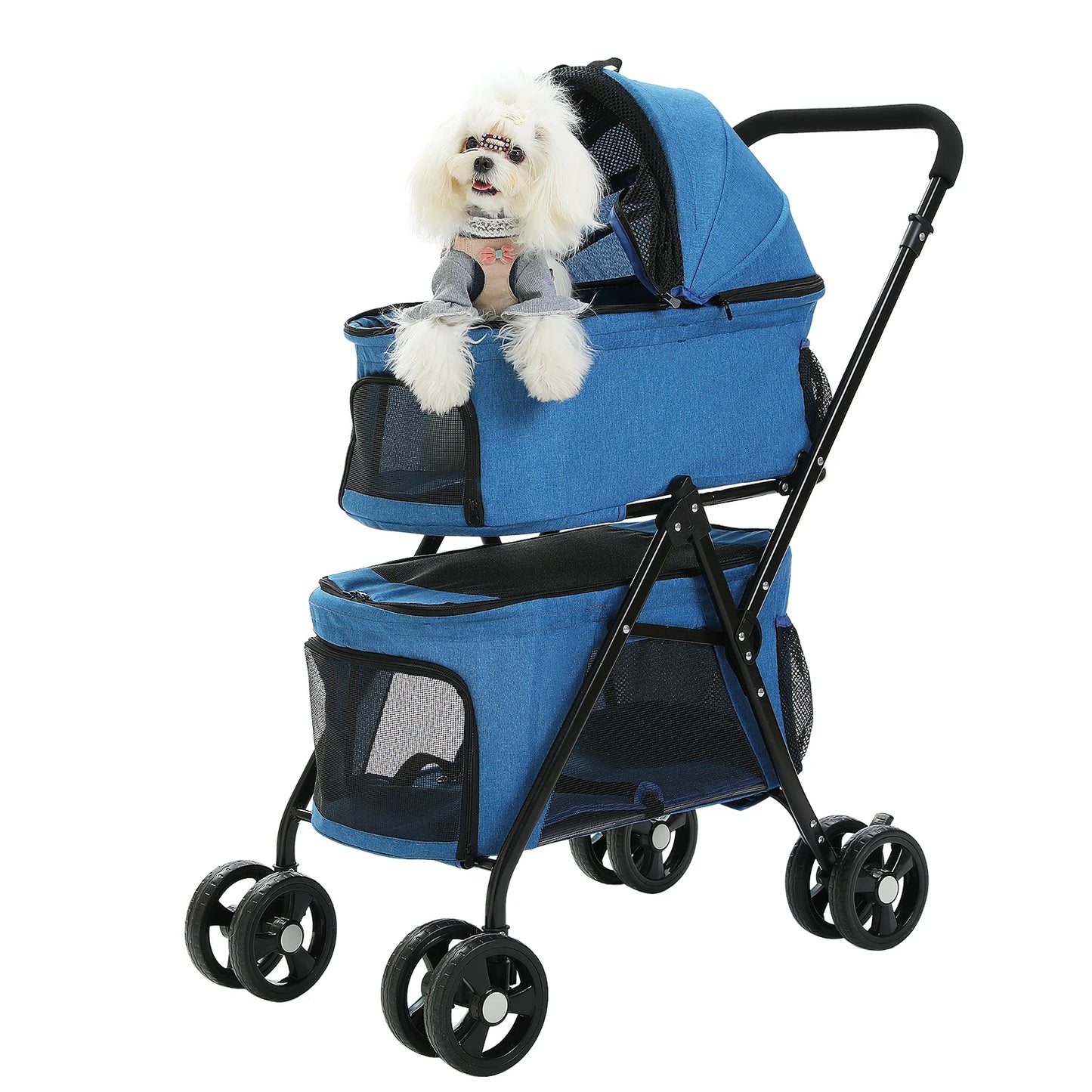 4-Wheel Pet Jogger - All-Terrain Stroller with Storage Basket
