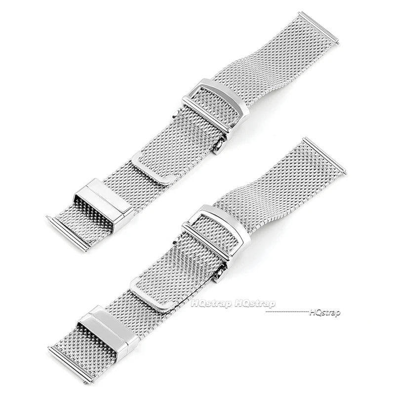 20 22mm Mesh Milanese Bracelet for Omega Seamaster 007 High-end Stainless Steel Watchband for IWC Pilot Quick Fit Folding Buckle