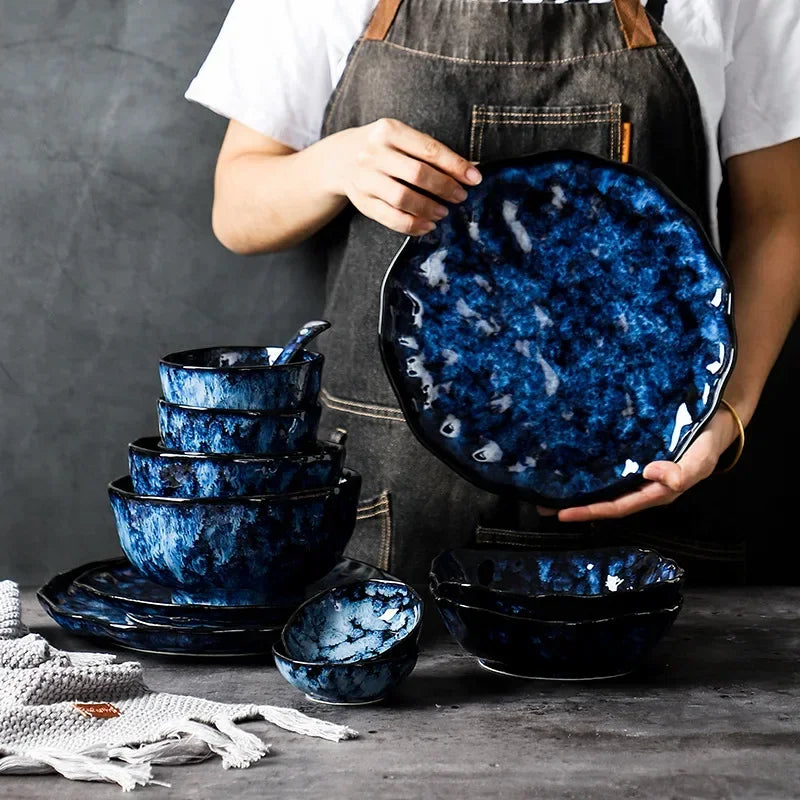 Creative Irregular Ceramic Tableware Soup Bowl Salad Bowl Dessert Plate Deep Plate Fish Plate Seasoning Dish Specialty Tableware