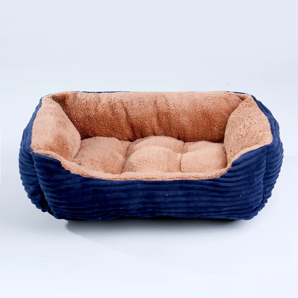 Plush Square Pet Bed - Calming Sofa Cushion for Cats & Small/Medium Dogs