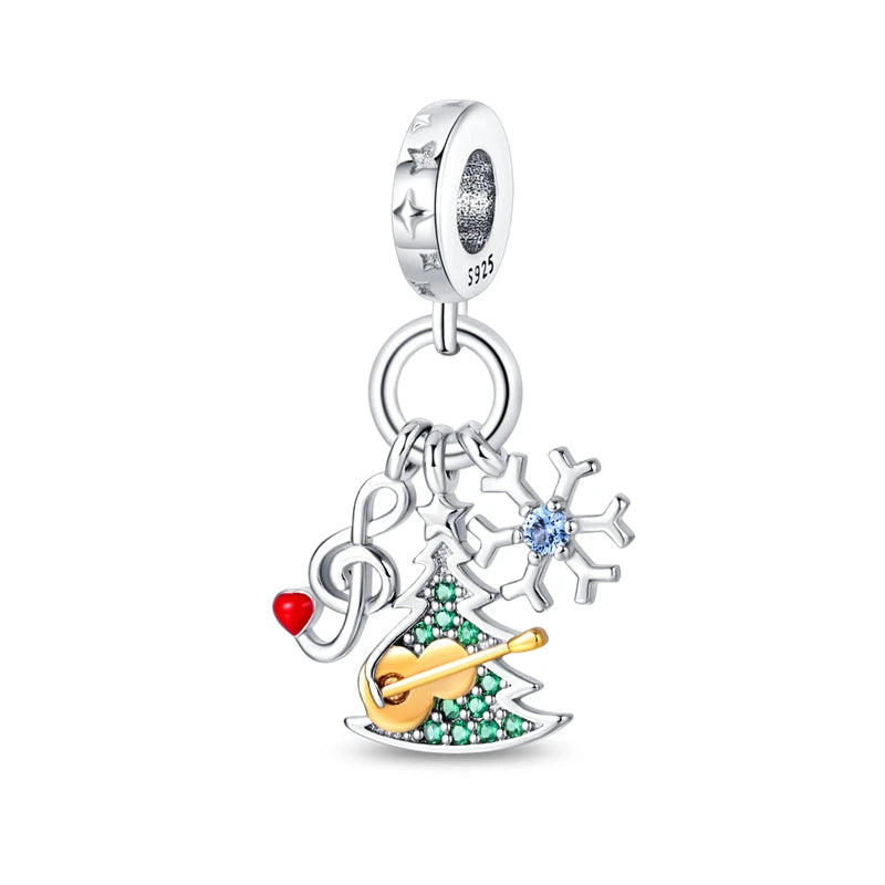 New Fireplace Snowman Sweater Sweet Romantic Christmas Winter Theme Charms Beads Fit Pan 925 Original Bracelets DIY Fine Jewelry