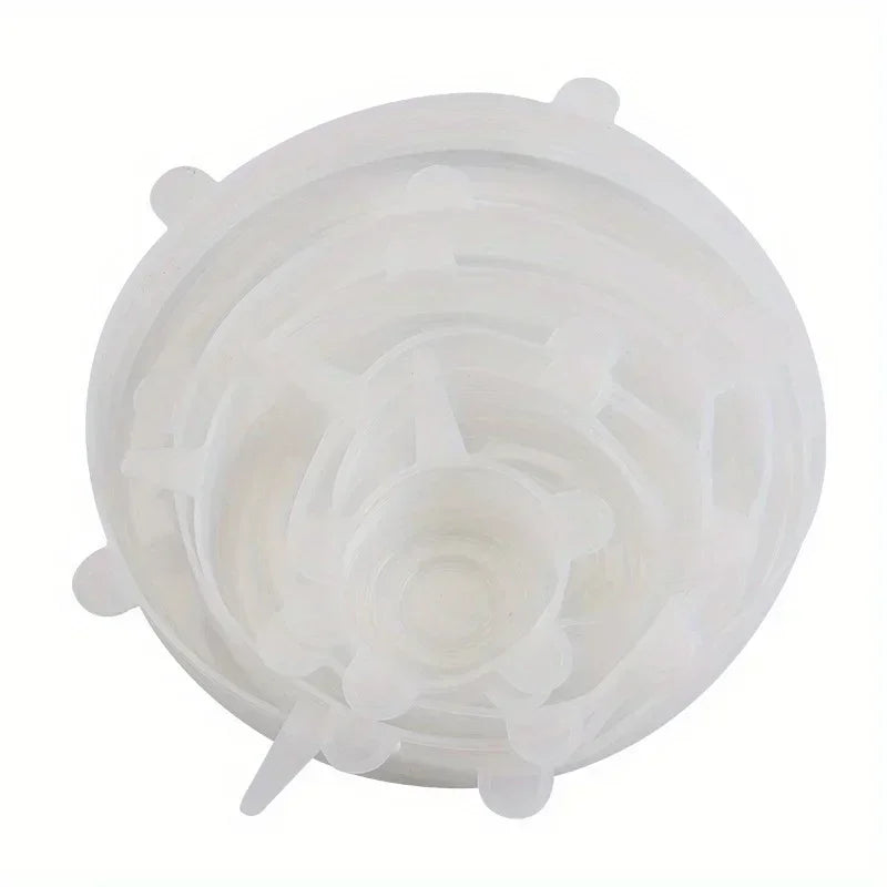 6pcs Silicone Stretch Lids, Food Bowl Covers, Reusable Food Saving Cover, Stretchable Multifunctional Fruit And Vegetable