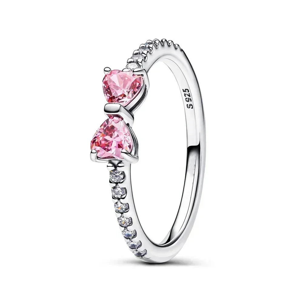 New Ring Original 925 Sterling Ring Heart Bow Sun Moon Star Flower Crown For Women Mother's Day Valentine's Day Gift DIY Jewelry