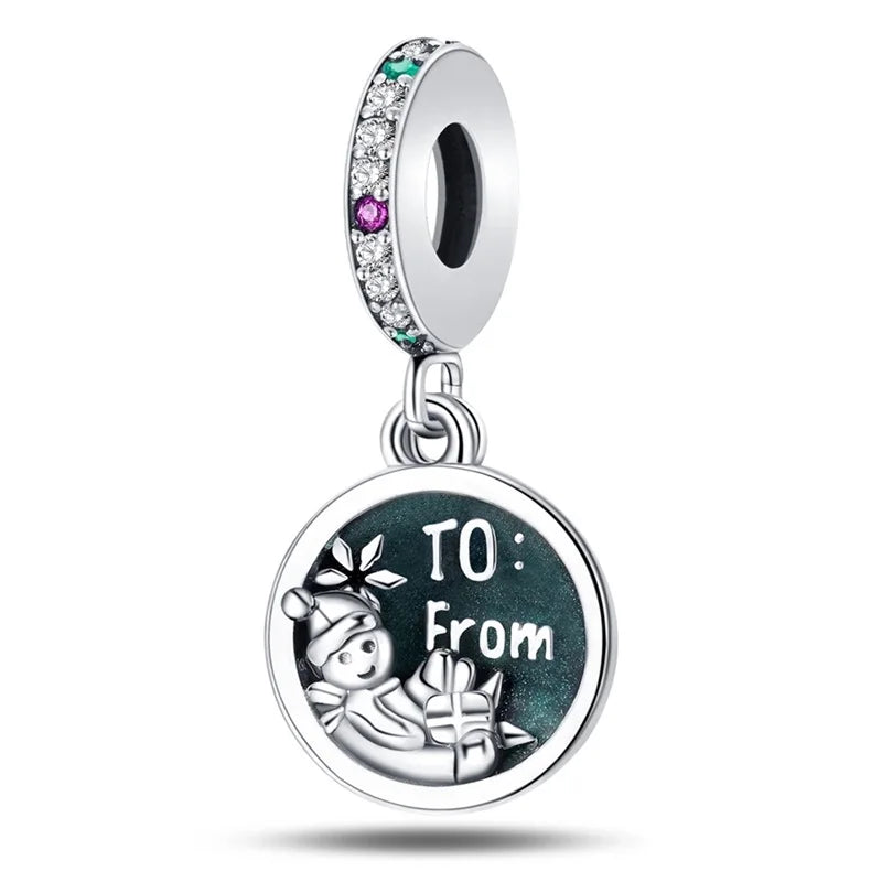 New Fireplace Snowman Sweater Sweet Romantic Christmas Winter Theme Charms Beads Fit Pan 925 Original Bracelets DIY Fine Jewelry