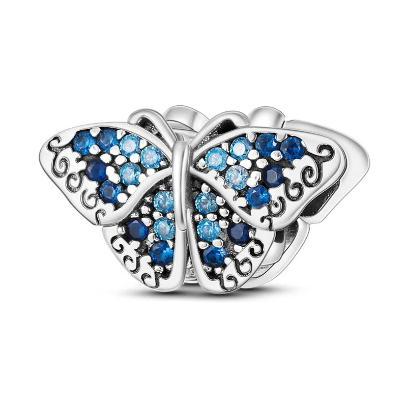 925 Silver Plating Colorful Butterfly Insect Animal Charms Beads Sparkling Zircon Fit Qikaola 925 Original Bracelets DIY Jewelry