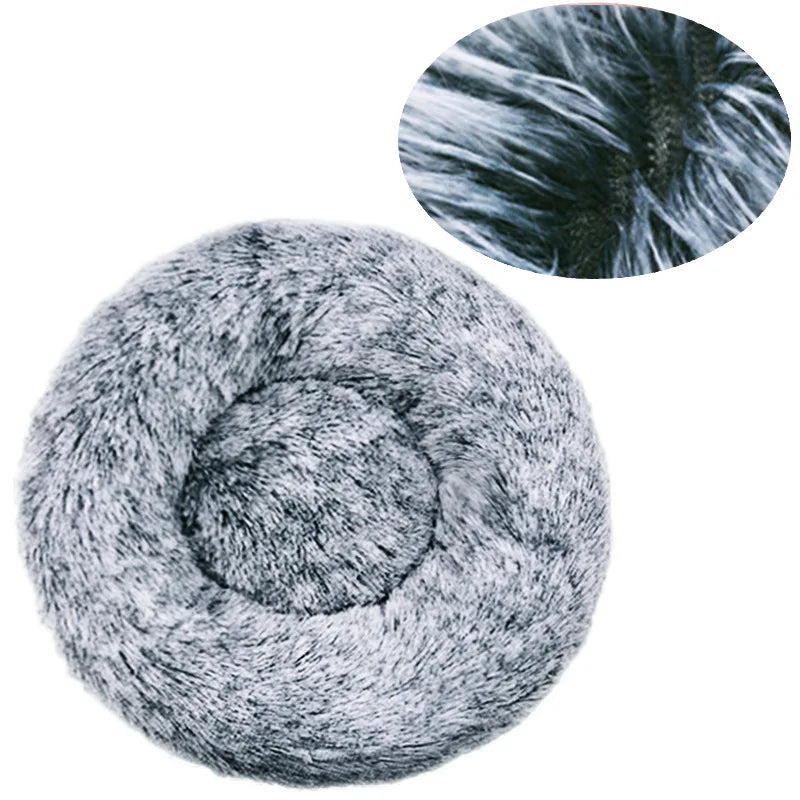 40-90cm Round Plush Pet Bed - Winter Warm Dog & Cat Bed for Medium-Large Pets