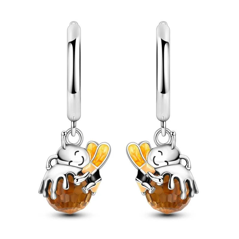 Authentic 925 Sterling Silver Luminous Firefly Charms Bee Light Bulb Beads Ring Earrings Fit Original Bracelets DIY Jewelry Gift