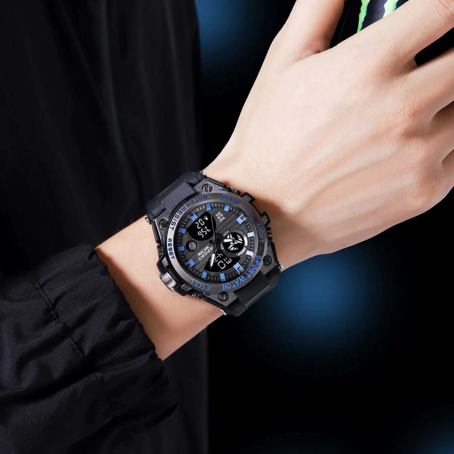 Electronic Watch Men's Trendy Fashion Sports Night Light Waterproof Youth Junior High School Student Watch