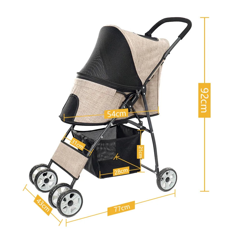 4-Wheel Pet Jogger - All-Terrain Stroller with Storage Basket