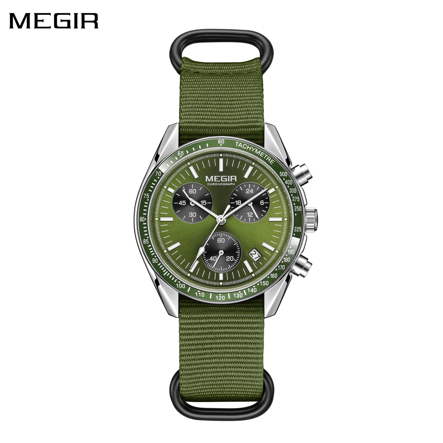 MEGIR Fashion Men Quartz Wristwatches Military Sport Watches Canvas Strap Waterproof Chronograph Clock Gift for Men Montre Homme