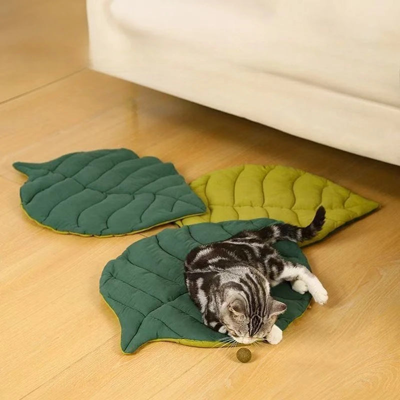Leaf-Shaped Pet Bed - Chew-Resistant, Washable Mat for Cats & Dogs