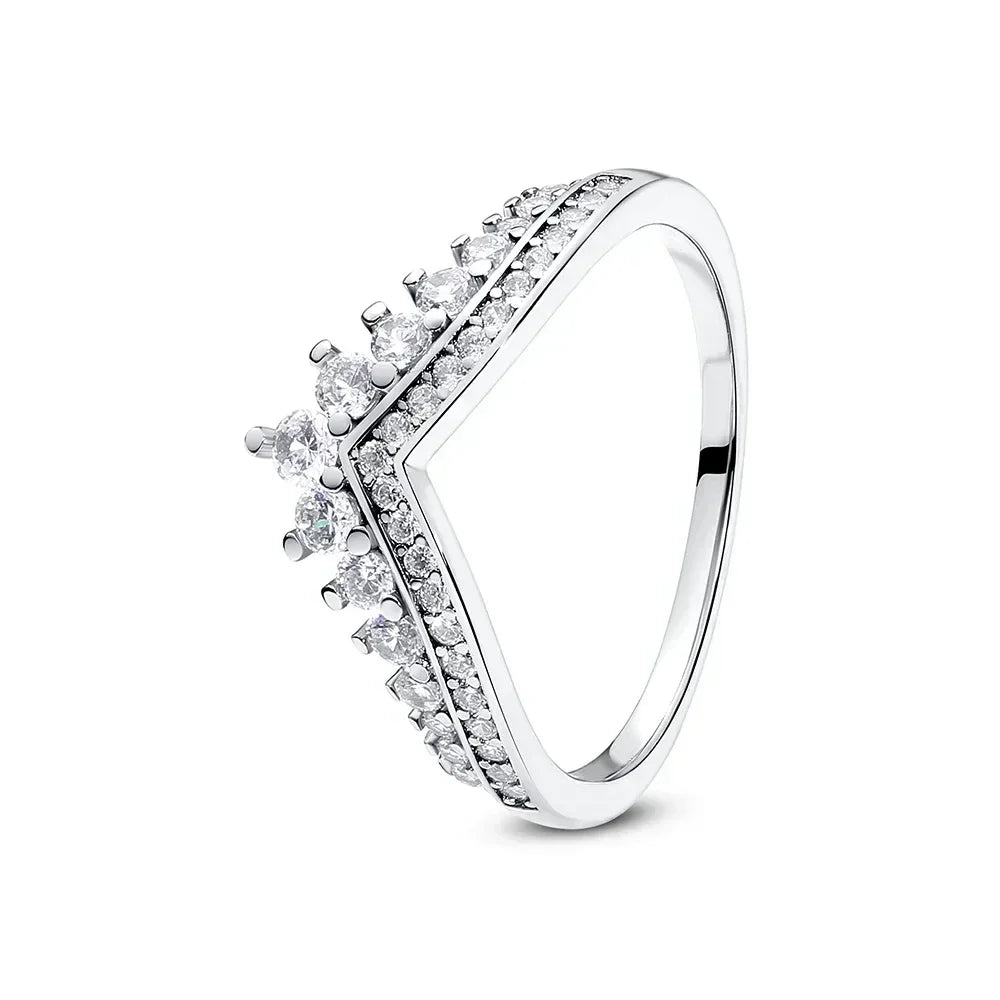 New Ring Original 925 Sterling Ring Heart Bow Sun Moon Star Flower Crown For Women Mother's Day Valentine's Day Gift DIY Jewelry