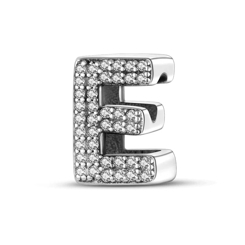 Charms 925 Silver Plated 26 Alphabet Letters Charms Beads Fit 3mm 925 Original Bracelets Fine DIY Birthday Jewelry Gifts