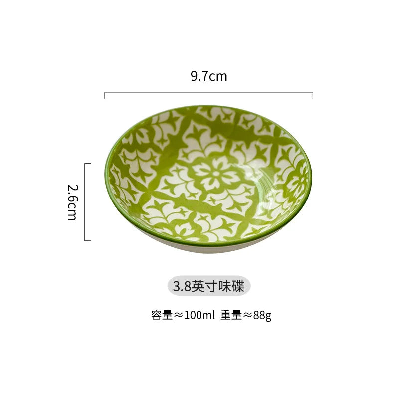 Bohemian Ceramic Sauce Vinegar Dish Plates Seasoning Dish Barbecue Dipped Sashimi Sushi Soy Snack Fruit Dessert Plates Tableware