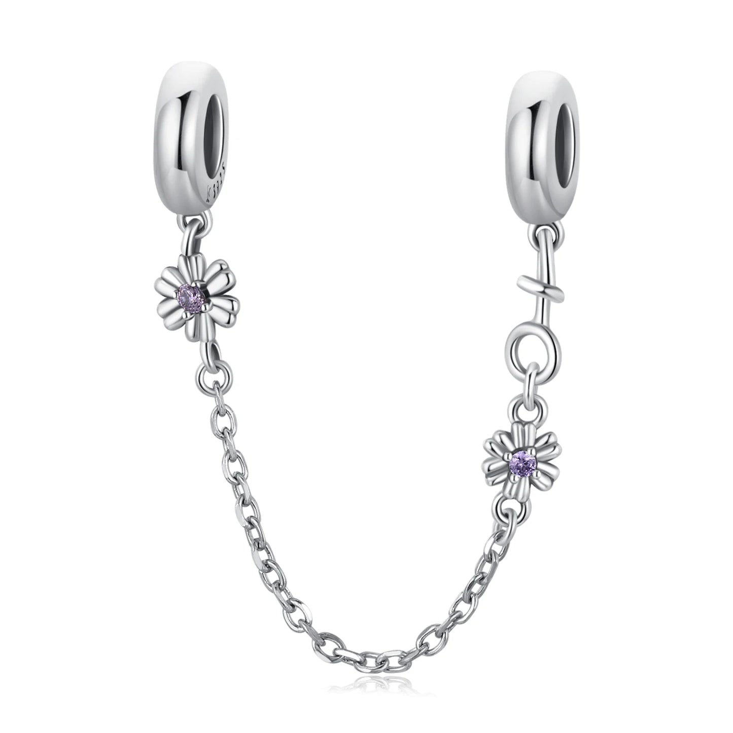 WOSTU 925 Sterling Silver Amimal Safety Chain Heart Key Flower Pendant CZ Charms Stopper Fit Original Bracelet DIY Fine Jewelry