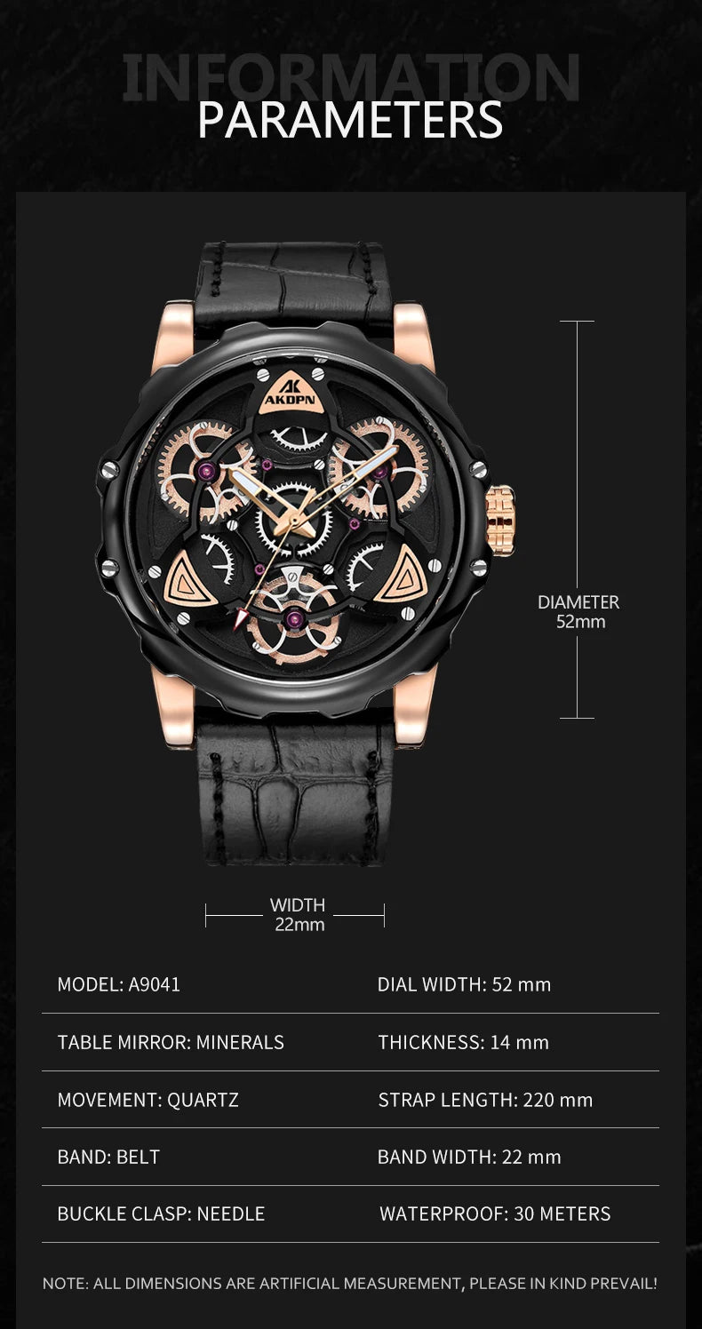 A high-end men's watch with cool retro and trendy style quartz watch