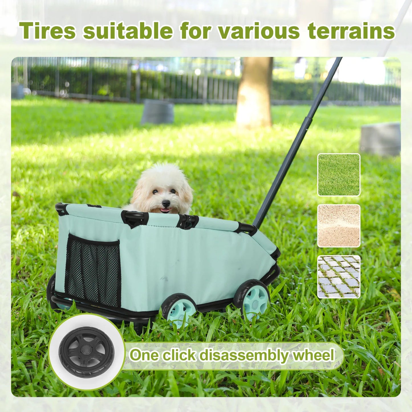 Compact Rotating Pet Stroller - 4-Wheel Foldable for Cats & Small Dogs