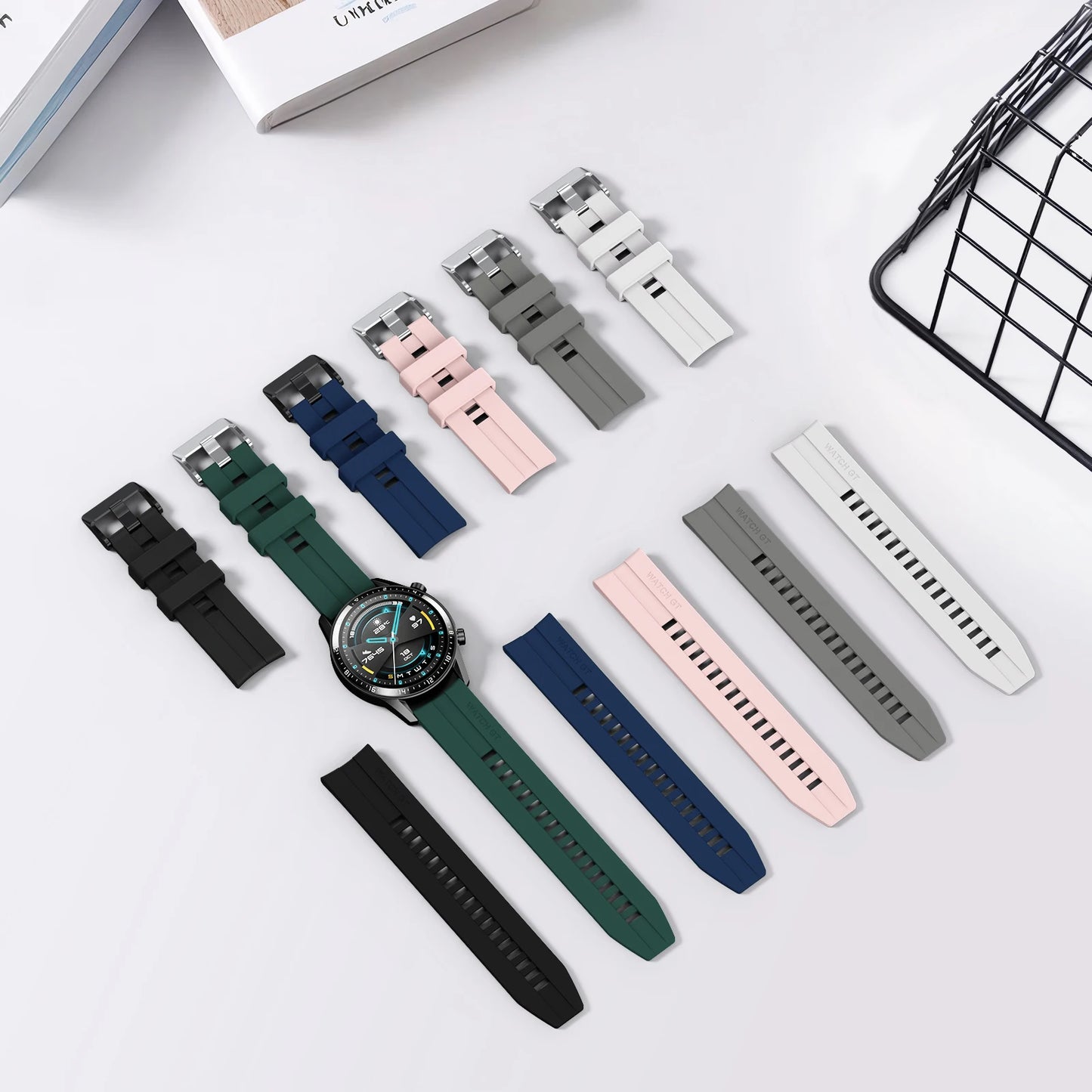 Silicone 22mm Watch Band For Huawei GT1 GT 2 46mm Strap Wristband For Polar Grit X / Vantage M Bracelet Watchband Replacement