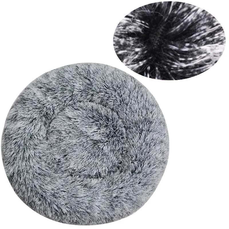 40-90cm Round Plush Pet Bed - Winter Warm Dog & Cat Bed for Medium-Large Pets