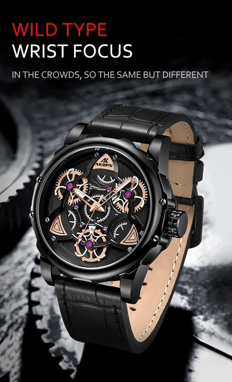 A high-end men's watch with cool retro and trendy style quartz watch