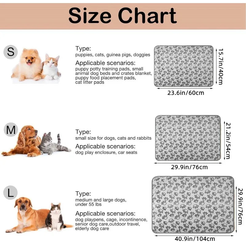 Paws Pattern Pet Blanket - Soft Fluffy Travel Mat & Bed for Cats and Dogs